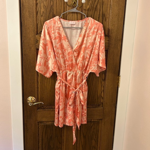 Pink Lily Pants - Pink Lily Coral Floral Tropical Romper Large